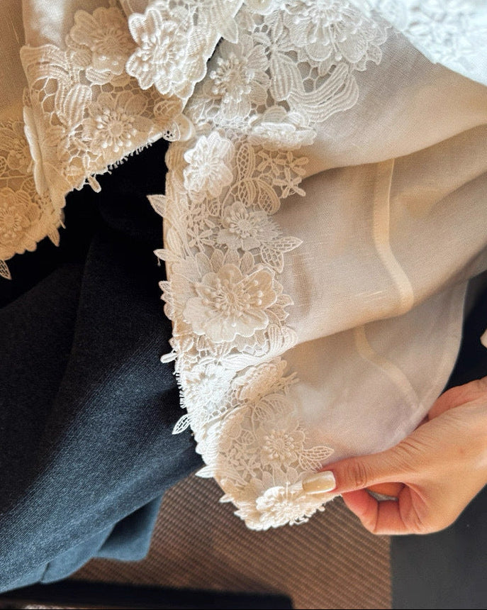 Linen Blend 3D Embroidered Shirt