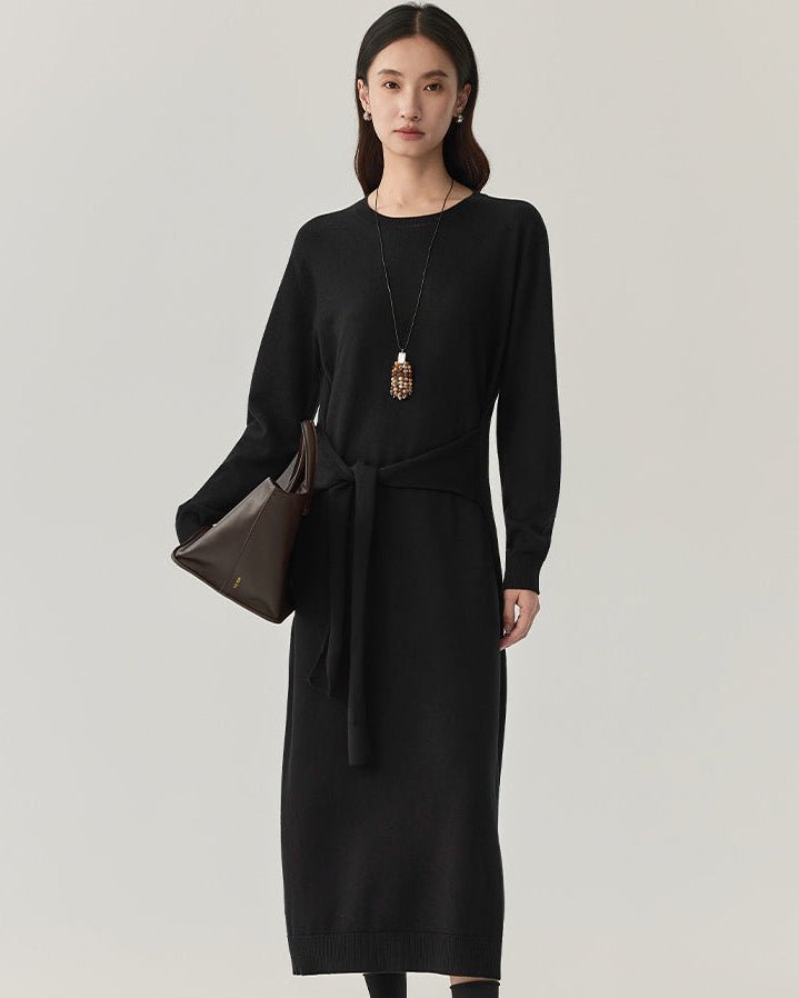 Wool Crew Neck Knit Dress