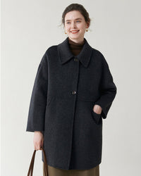 Mid-Length Pure Wool Coat