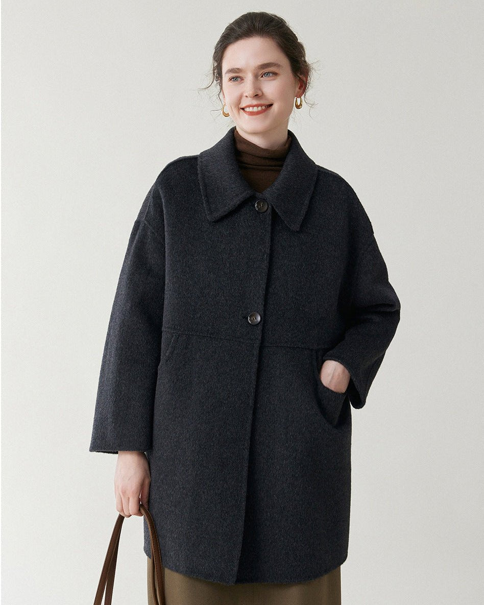 Mid-Length Pure Wool Coat