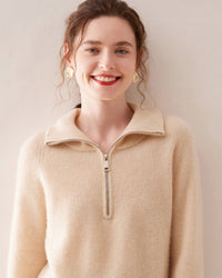 Half-Zip Thick Cashmere Wool Sweater
