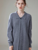 Cashmere Polo Collar Knitted Loose Long Dress