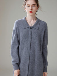 Cashmere Polo Collar Knitted Loose Long Dress