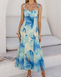 Floral Print Spaghetti-Strap Dress