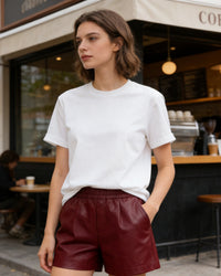 Crew Neck Solid-Color Loose-FitT-Shirt
