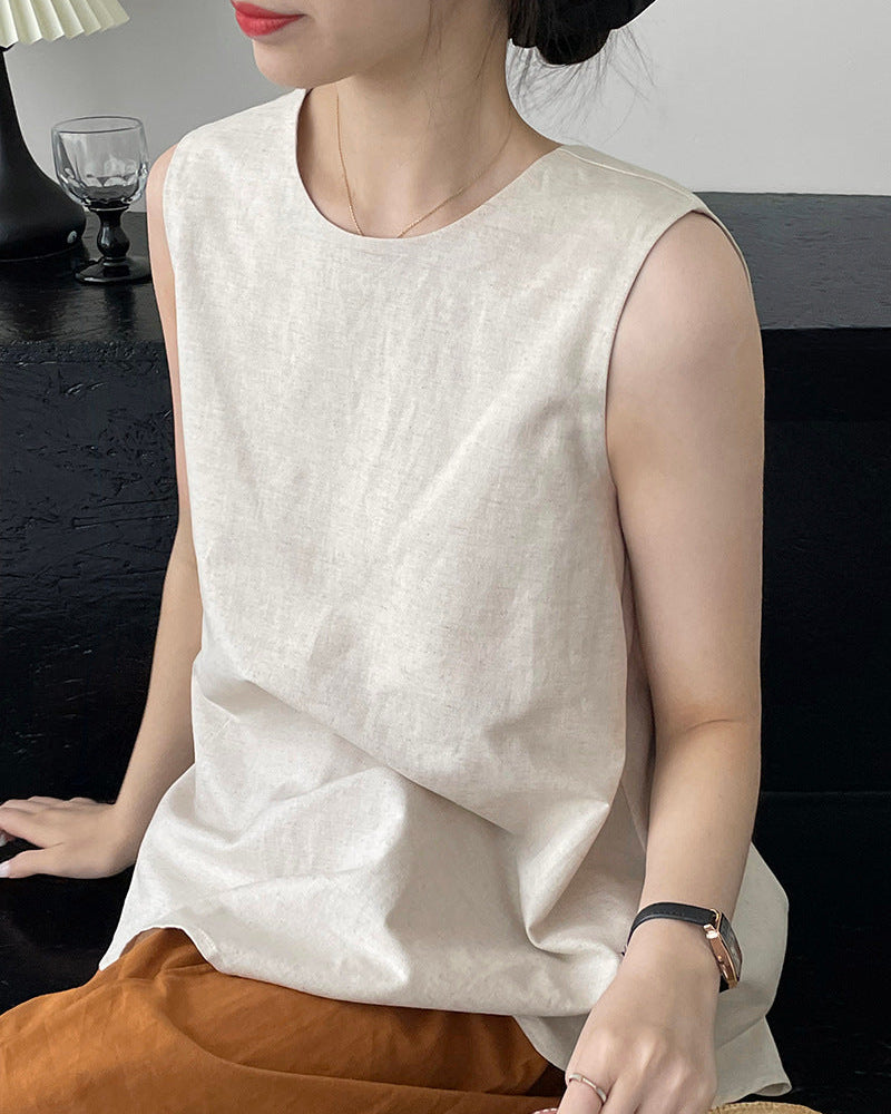 Loose Sleeveless Back-Knotted Vest