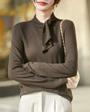 Tie Neck Knit Long Sleeve Top