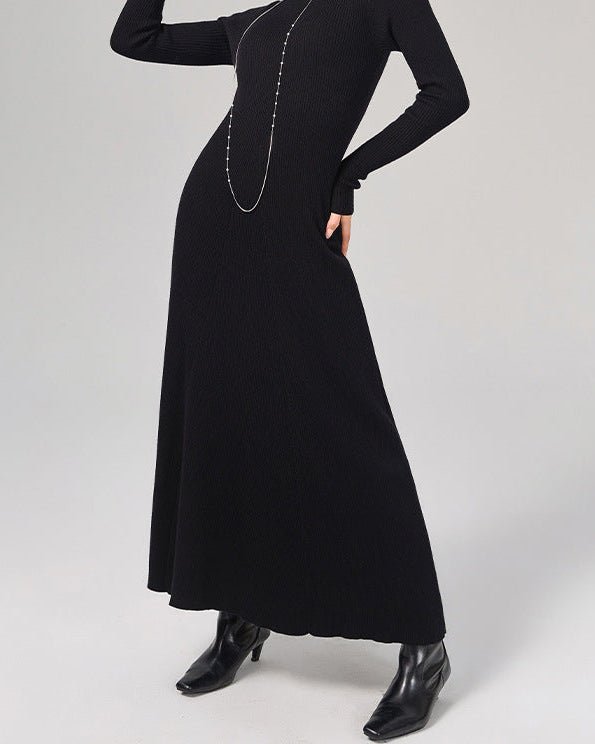 Lace-Up Wool Maxi Dress