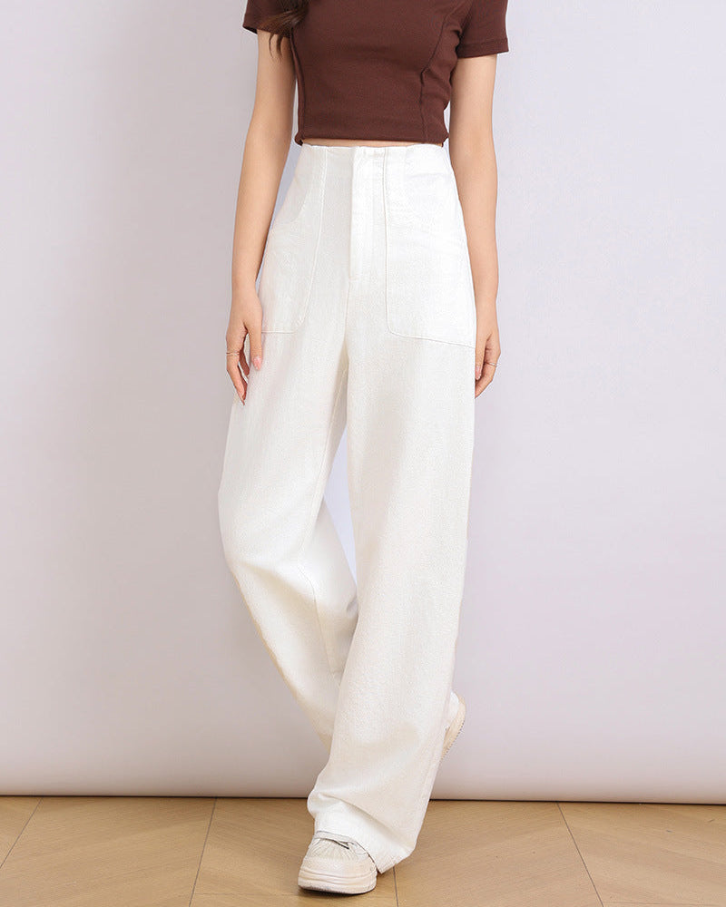 Casual High-Waisted Straight-Leg Pants