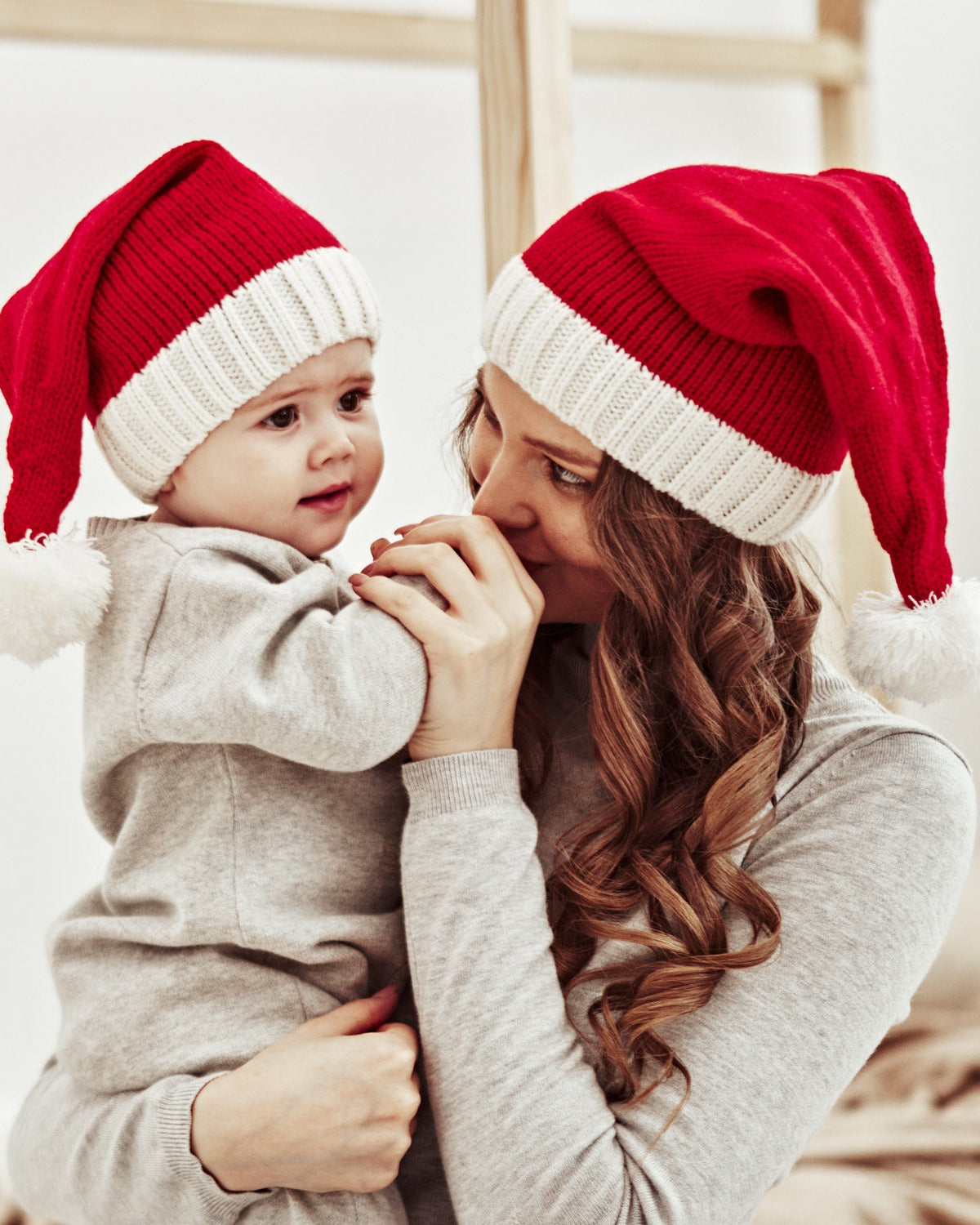 Christmas Mom And Baby Knitted Hat