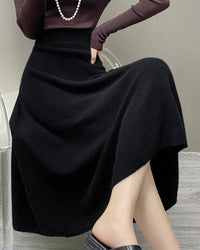 High-Waisted Soft A-Line Cashmere Skirt