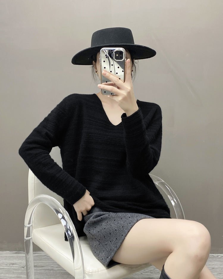 Cashmere V-Neck Loose-Fitting Versatile Sweater
