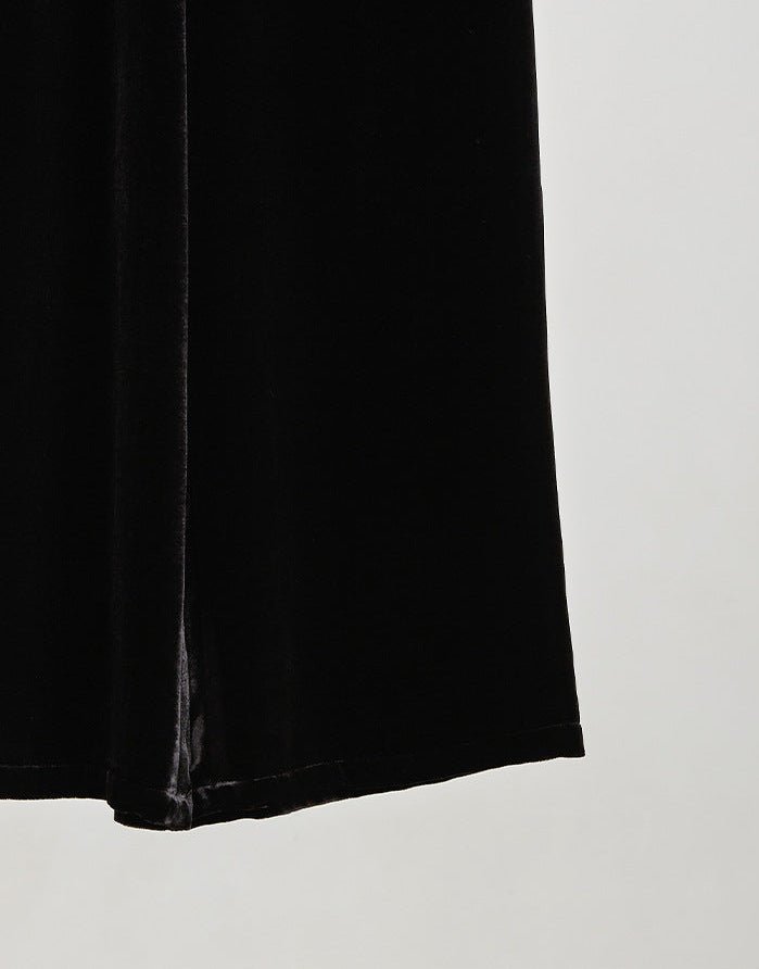 High-Waisted Wide-Leg Silk Velvet Pants