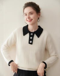 Soft And Skin-Friendly Cashmere Polo Collar Sweater