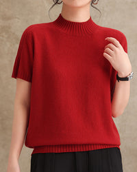 Fashionable Loose Short-Sleeved Knitwear