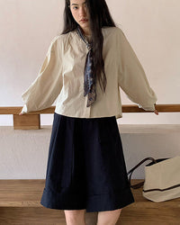 Loose-Fitting High-Waisted Tie-Up Shorts