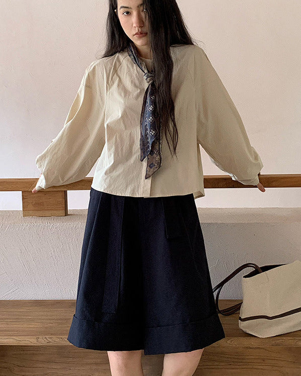 Loose-Fitting High-Waisted Tie-Up Shorts