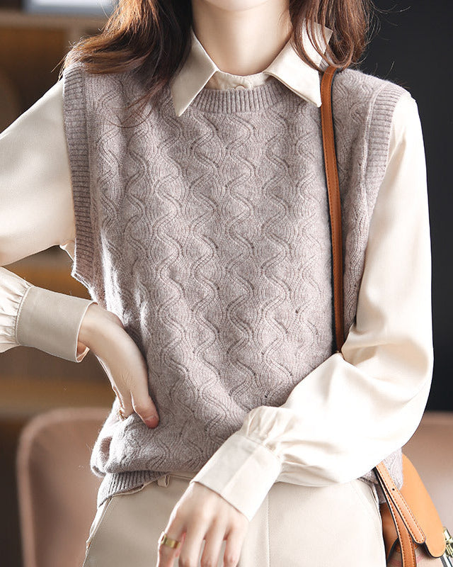Crewneck Wool Knitted Vest