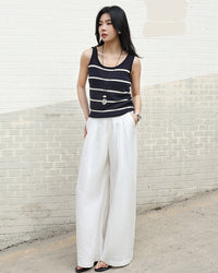 High-Waisted Draped Straight-Leg Trousers