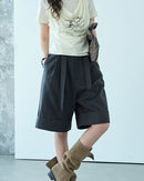 Loose-Fitting High-Waisted Tie-Up Shorts