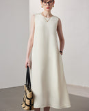 A-Line Sleeveless Silk Dress