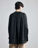 Loose-Fit Long-Sleeve V-Neck Linen Shirt