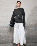 High-Waisted, Structured-Panel A-Line Skirt