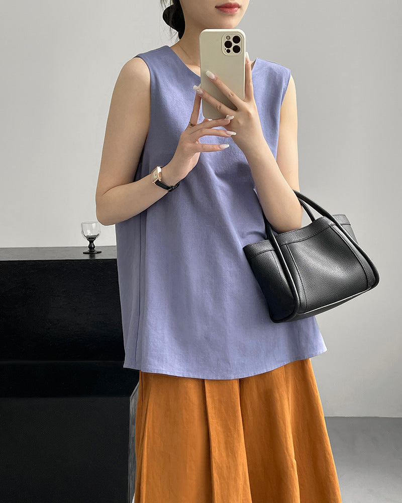 Loose Sleeveless Back-Knotted Vest