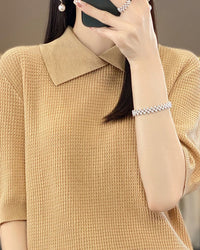 Loose-Fit Short-Sleeve Polo Sweater