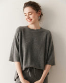 Cashmere Knitted Three-Quarter Sleeve Loose Sweater