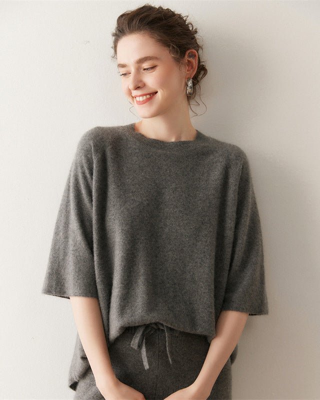 Cashmere Knitted Three-Quarter Sleeve Loose Sweater