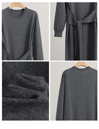 Wool Crew Neck Knit Dress