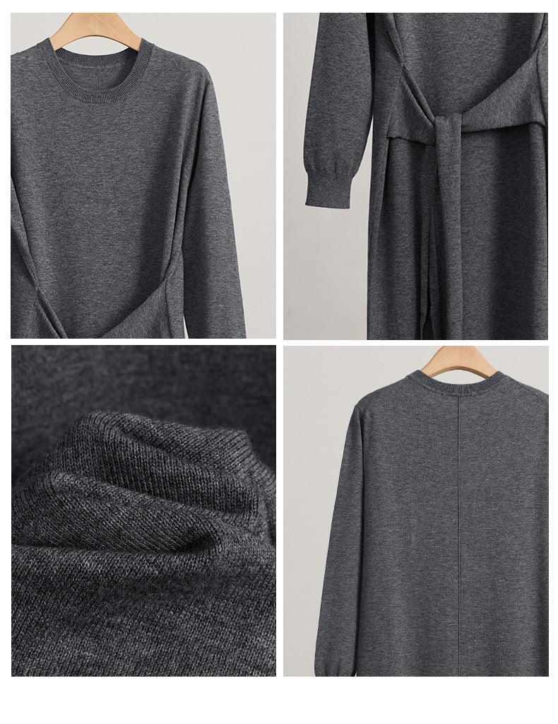 Wool Crew Neck Knit Dress