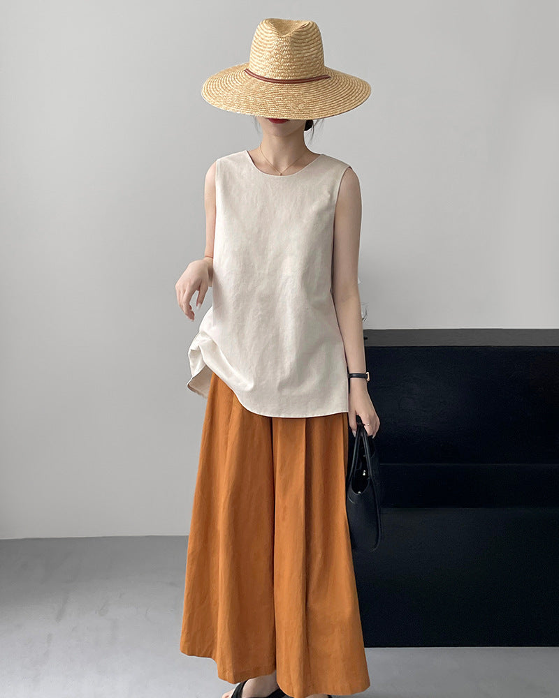 Loose Sleeveless Back-Knotted Vest