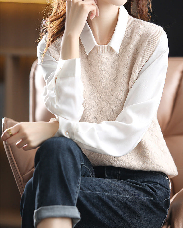 Crewneck Wool Knitted Vest