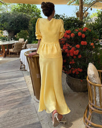 V-Neck Ruffled Short-Sleeved Skirt Set