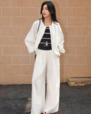 High-Waisted Draped Straight-Leg Trousers