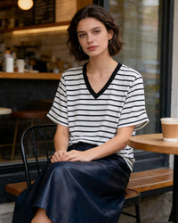 Loose-Fit Striped V-Neck T-Shirt