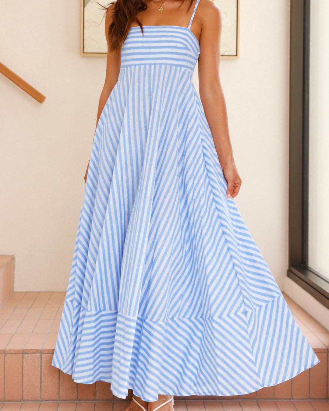 Striped Spaghetti Strap Maxi Dress