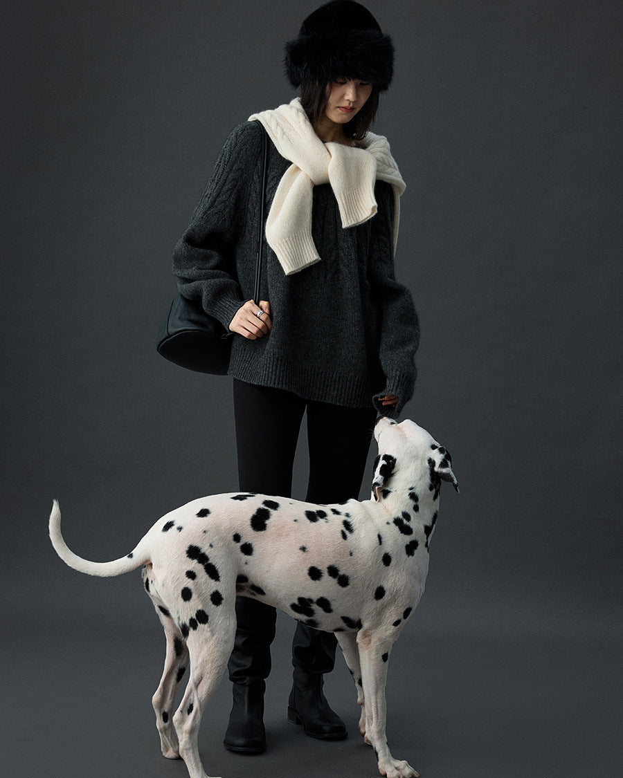 Wool Cable Knit Warm Pullover Sweater