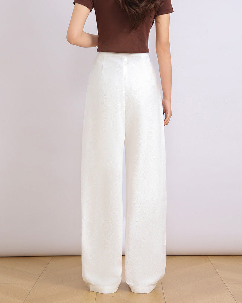 Casual High-Waisted Straight-Leg Pants