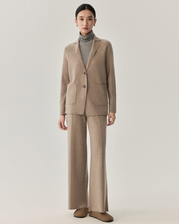 Wool Straight Leg Casual Trousers