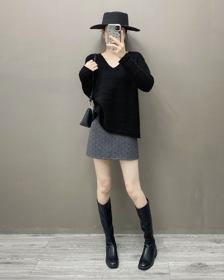 Cashmere V-Neck Loose-Fitting Versatile Sweater
