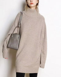 Cashmere Mid-Length Loose-Fitting Turtleneck Sweater