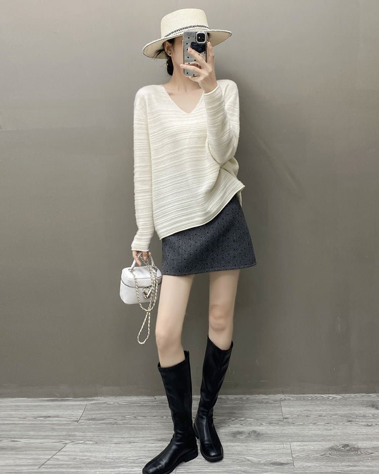 Cashmere V-Neck Loose-Fitting Versatile Sweater
