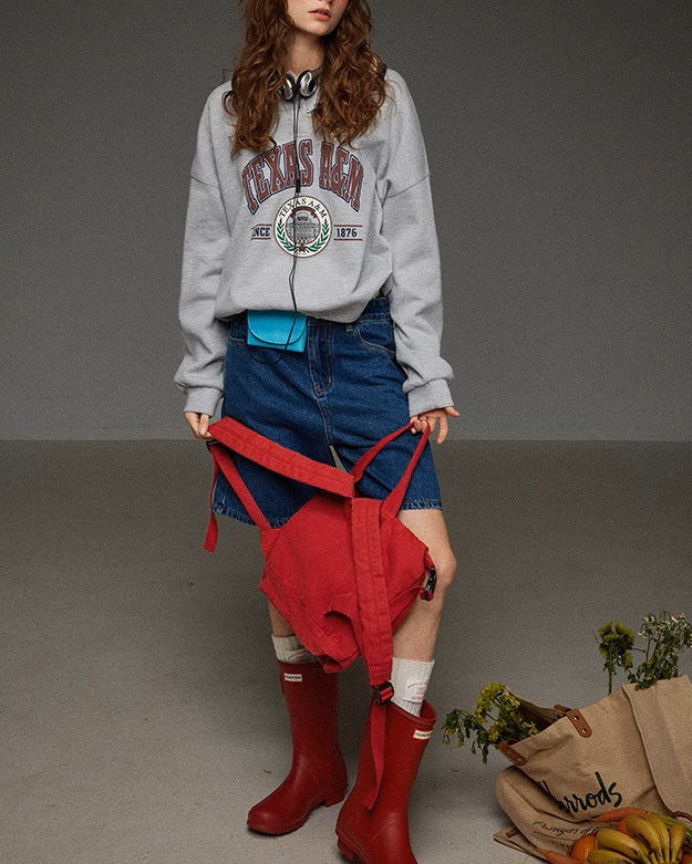 High-Waisted Straight-Leg Denim Shorts
