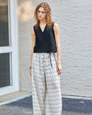 Linen V-Neck Sleeveless Tie-Front Vest