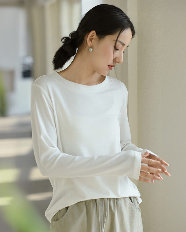 Casual Long-Sleeved Round Neck Base Layer