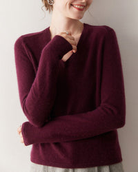 Cashmere V-Neck Saddle Shoulder Knit Sweater