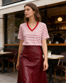 Loose-Fit Striped V-Neck T-Shirt